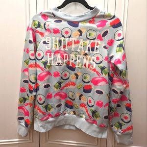 H&M Shittake Happens Sushi themed Crew neck sweater